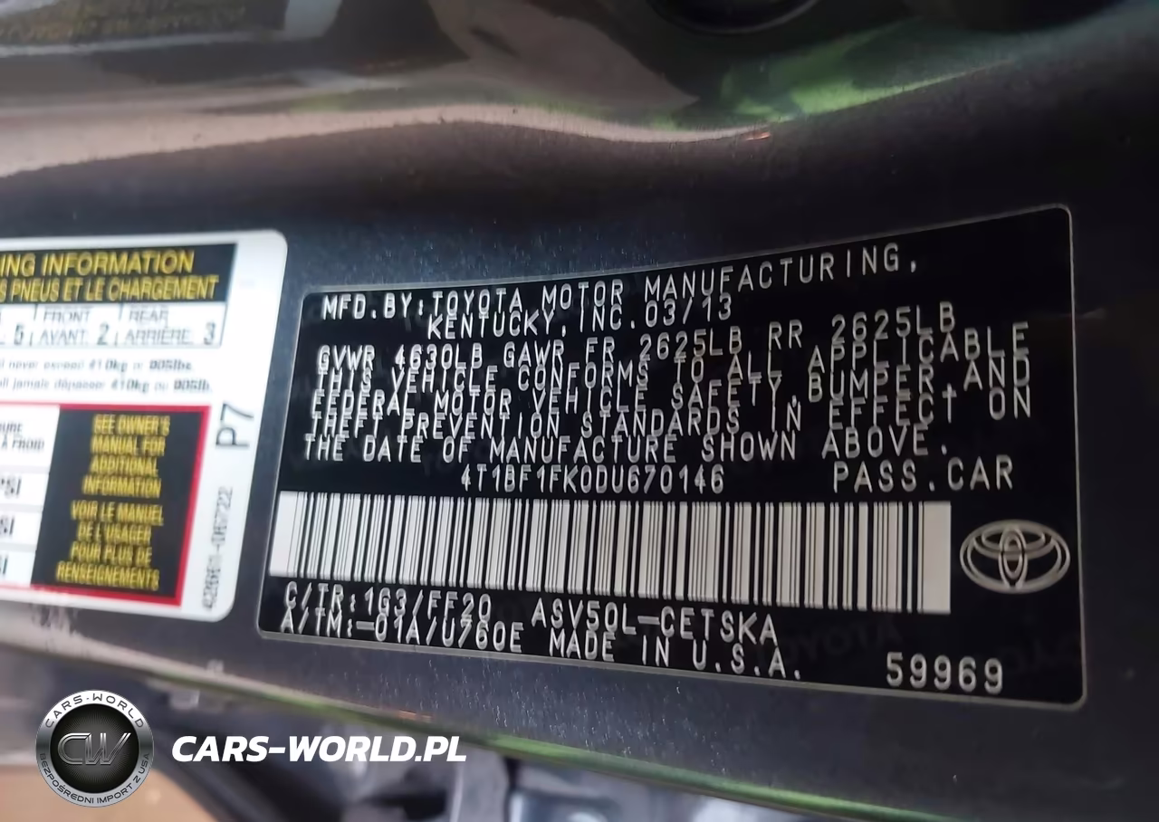 2013 Toyota Camry Se VIN:4T1BF1FK0DU670146 - 9