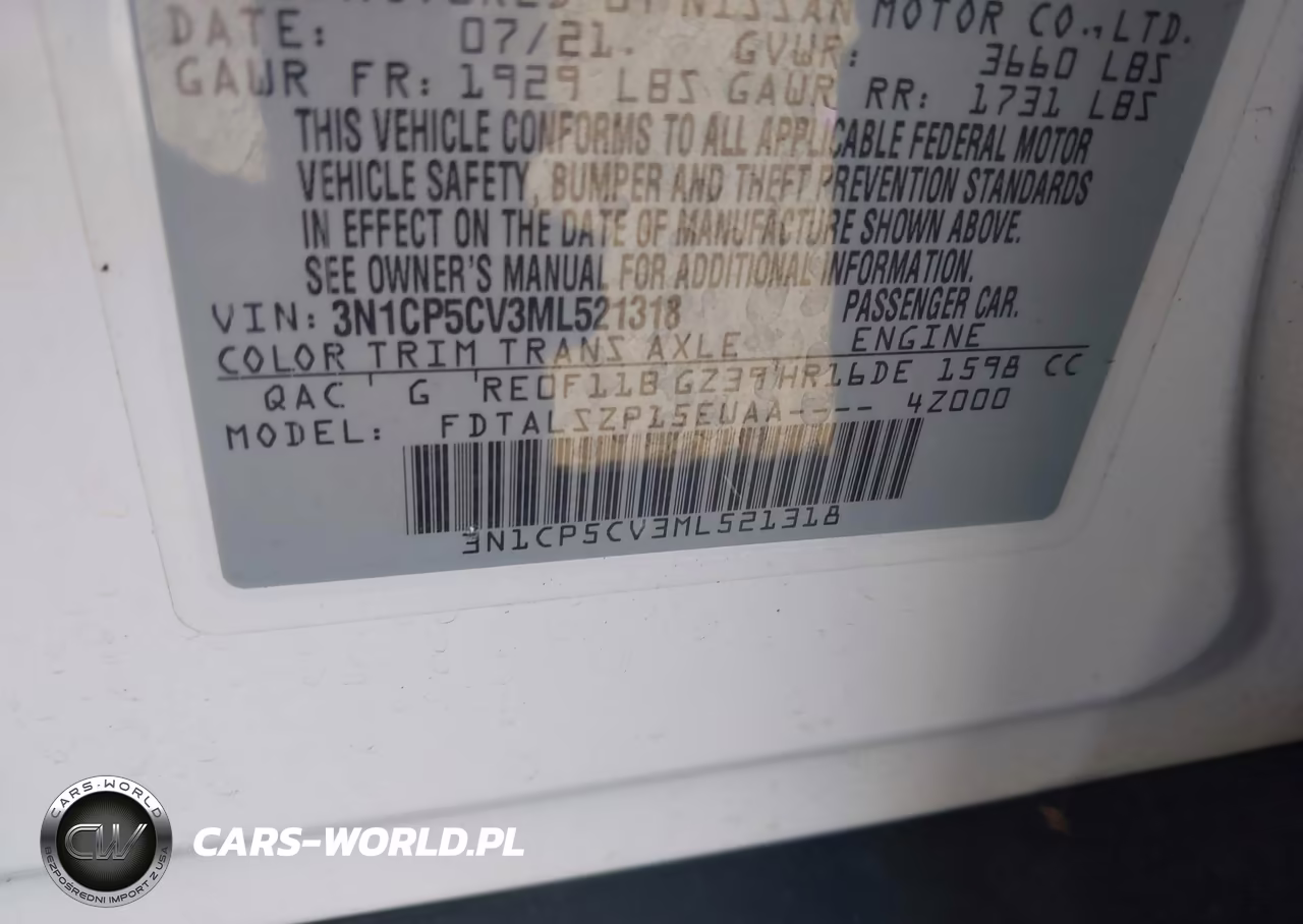 2021 Nissan Kicks Sv Xtronic Cvt VIN:3N1CP5CV3ML521318 - 9