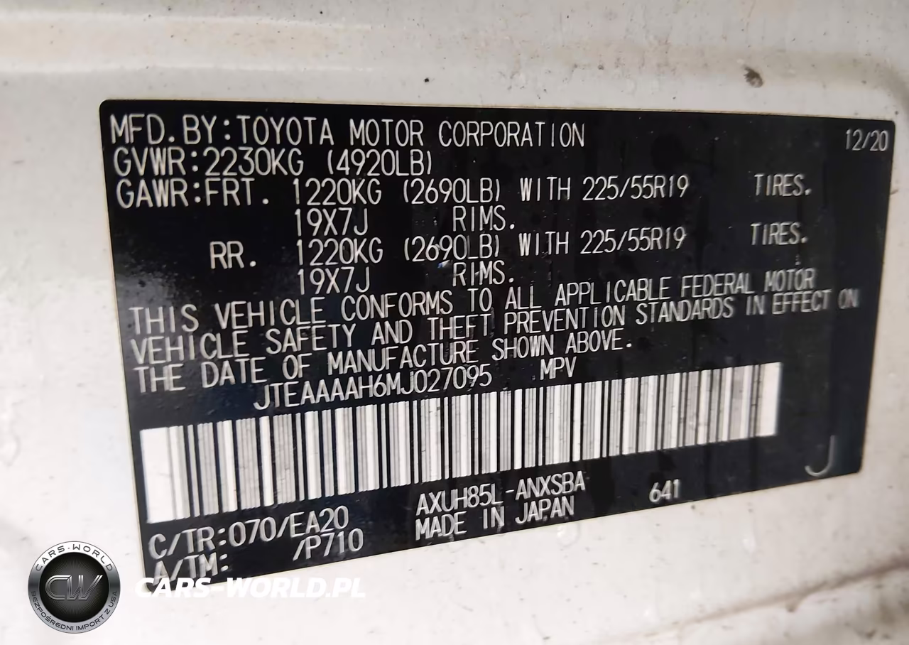 2021 Toyota Venza Limited VIN:JTEAAAAH6MJ027095 - 9