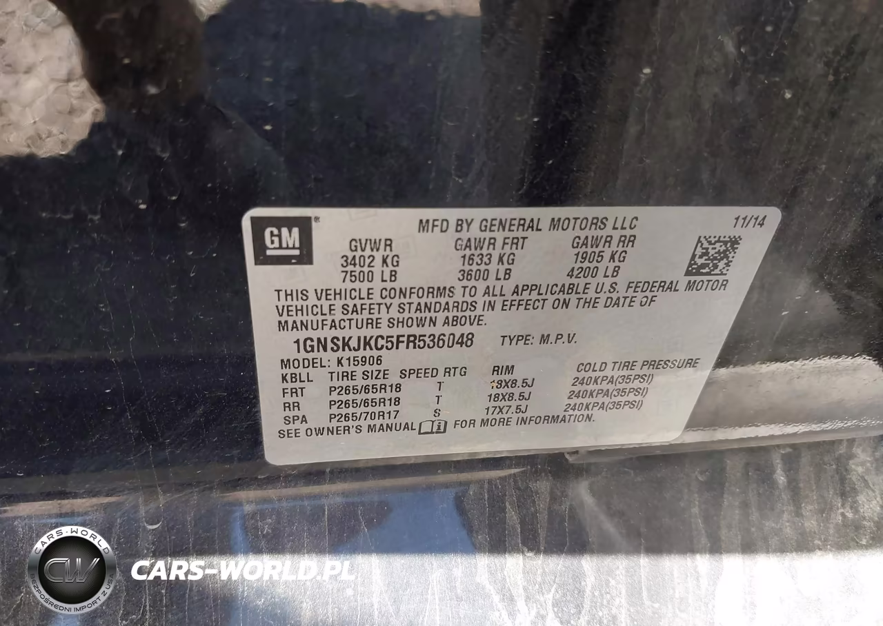 2015 Chevrolet Suburban Lt VIN:1GNSKJKC5FR536048 - 9