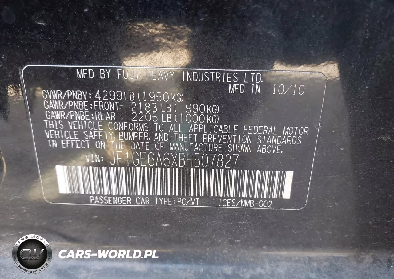 2011 Subaru Impreza 2.5I VIN:JF1GE6A6XBH507827 - 9