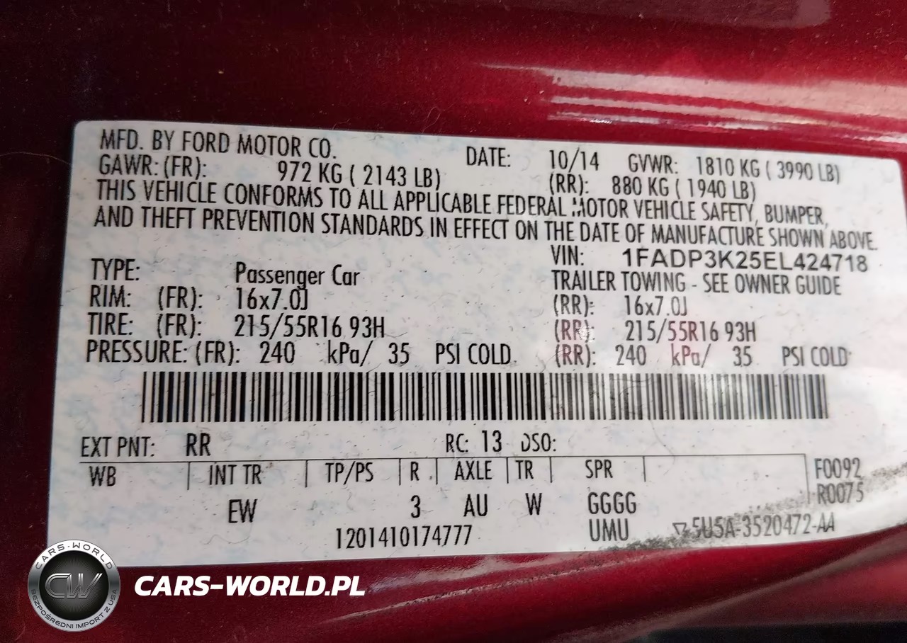 2014 Ford Focus Se VIN:1FADP3K25EL424718 - 9