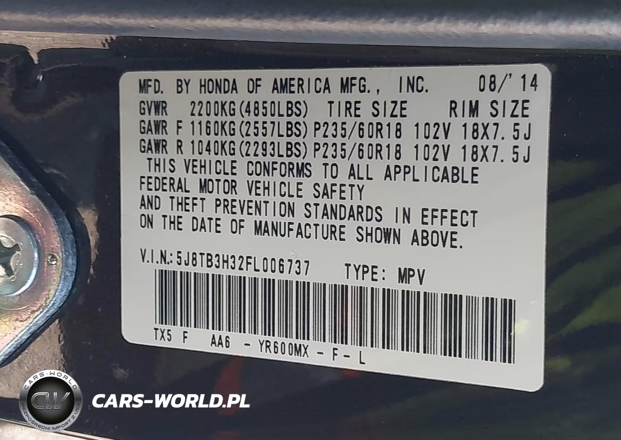 2015 Acura Rdx VIN:5J8TB3H32FL006737 - 9