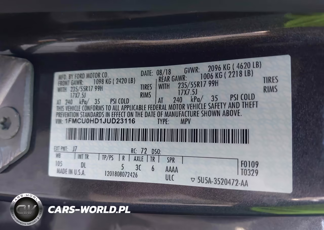 2018 Ford Escape Sel VIN:1FMCU0HD1JUD23116 - 9