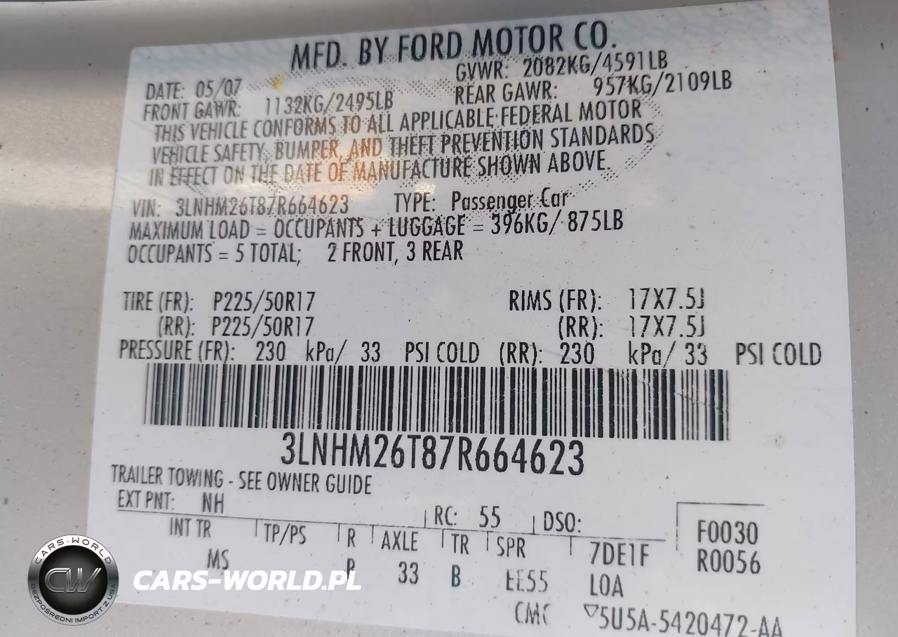 2007 Lincoln Mkz VIN:3LNHM26T87R664623 - 9