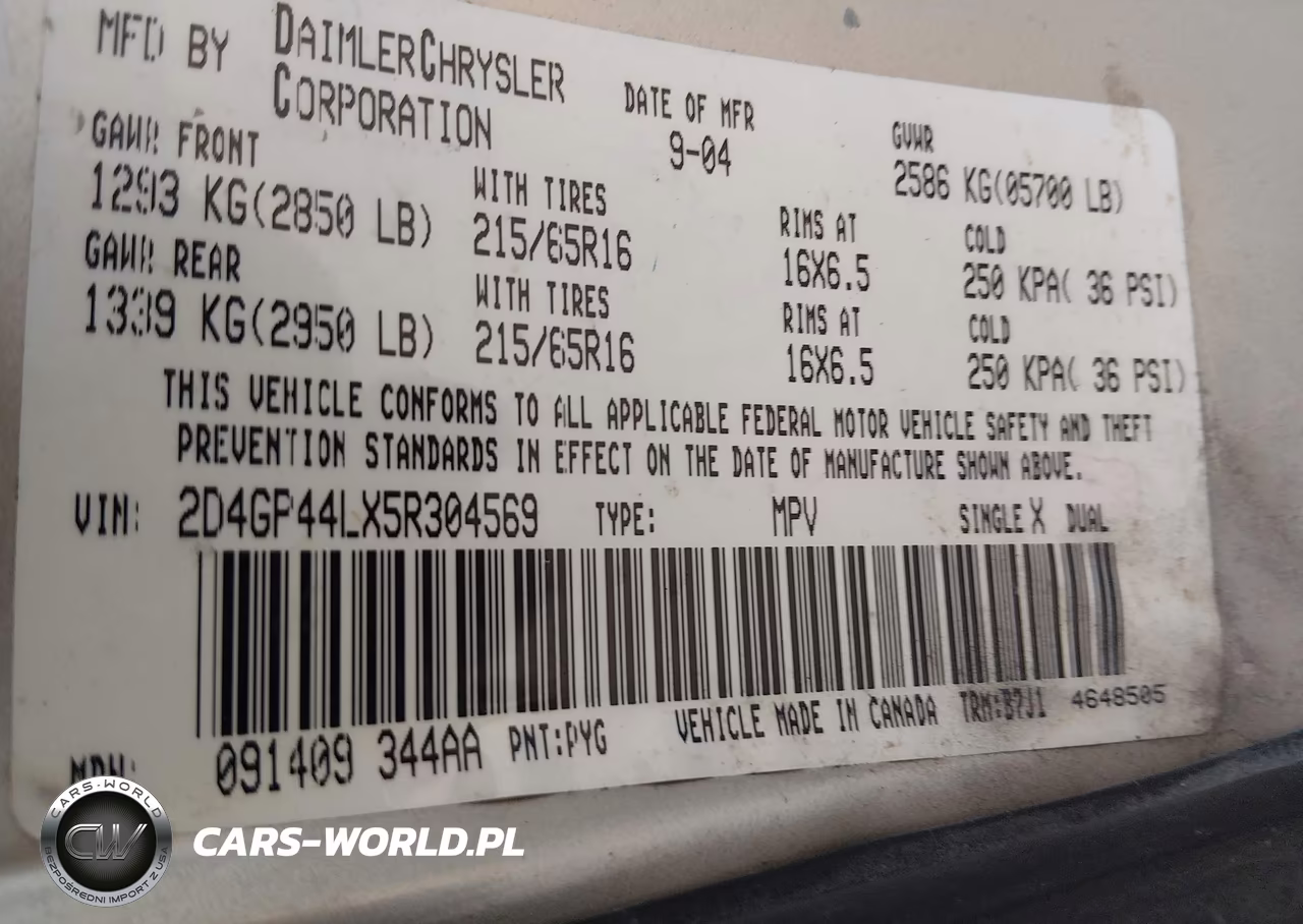 2005 Dodge Grand Caravan Sxt VIN:2D4GP44LX5R304569 - 9