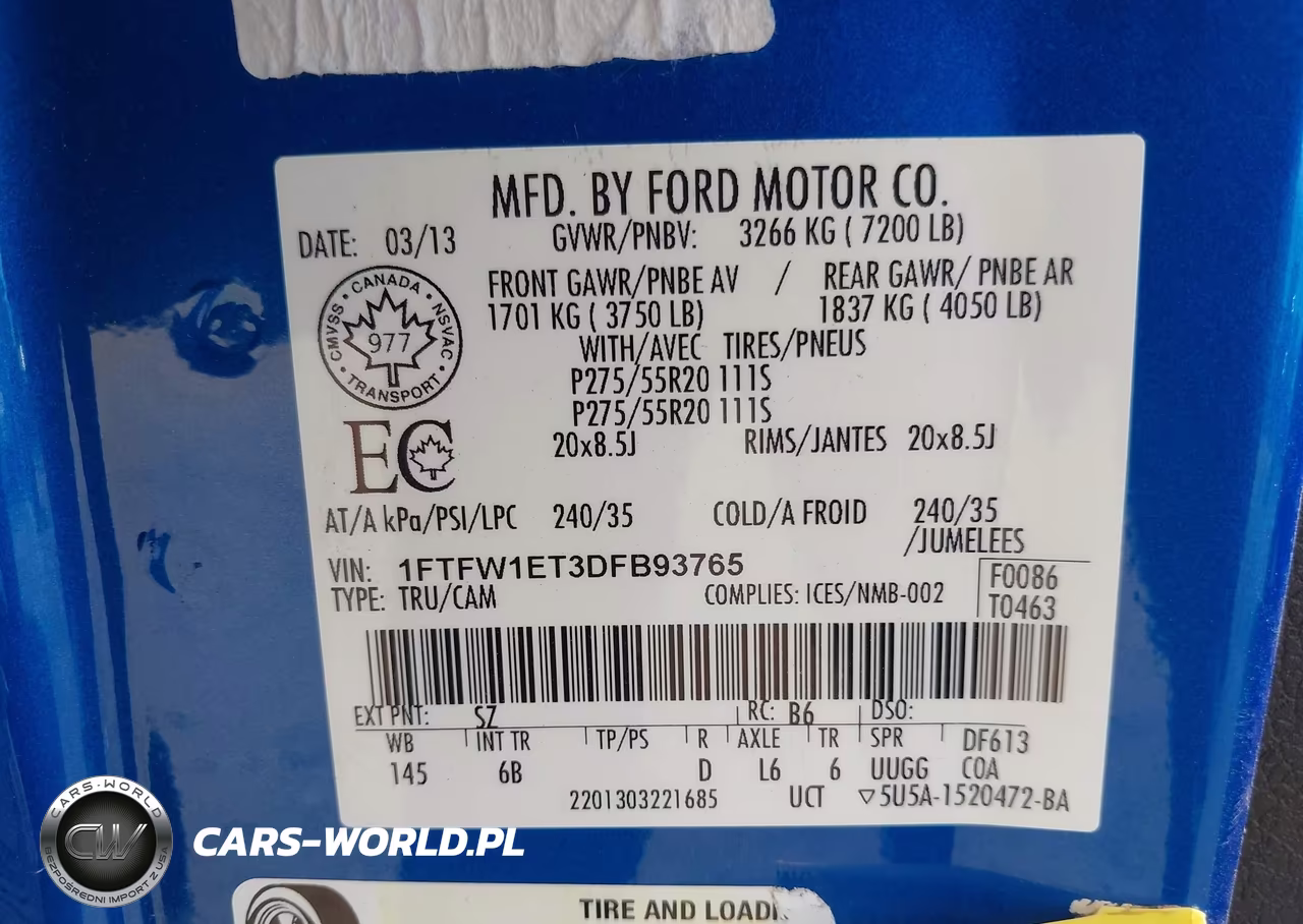 2013 Ford F-150 Fx4 VIN:1FTFW1ET3DFB93765 - 9