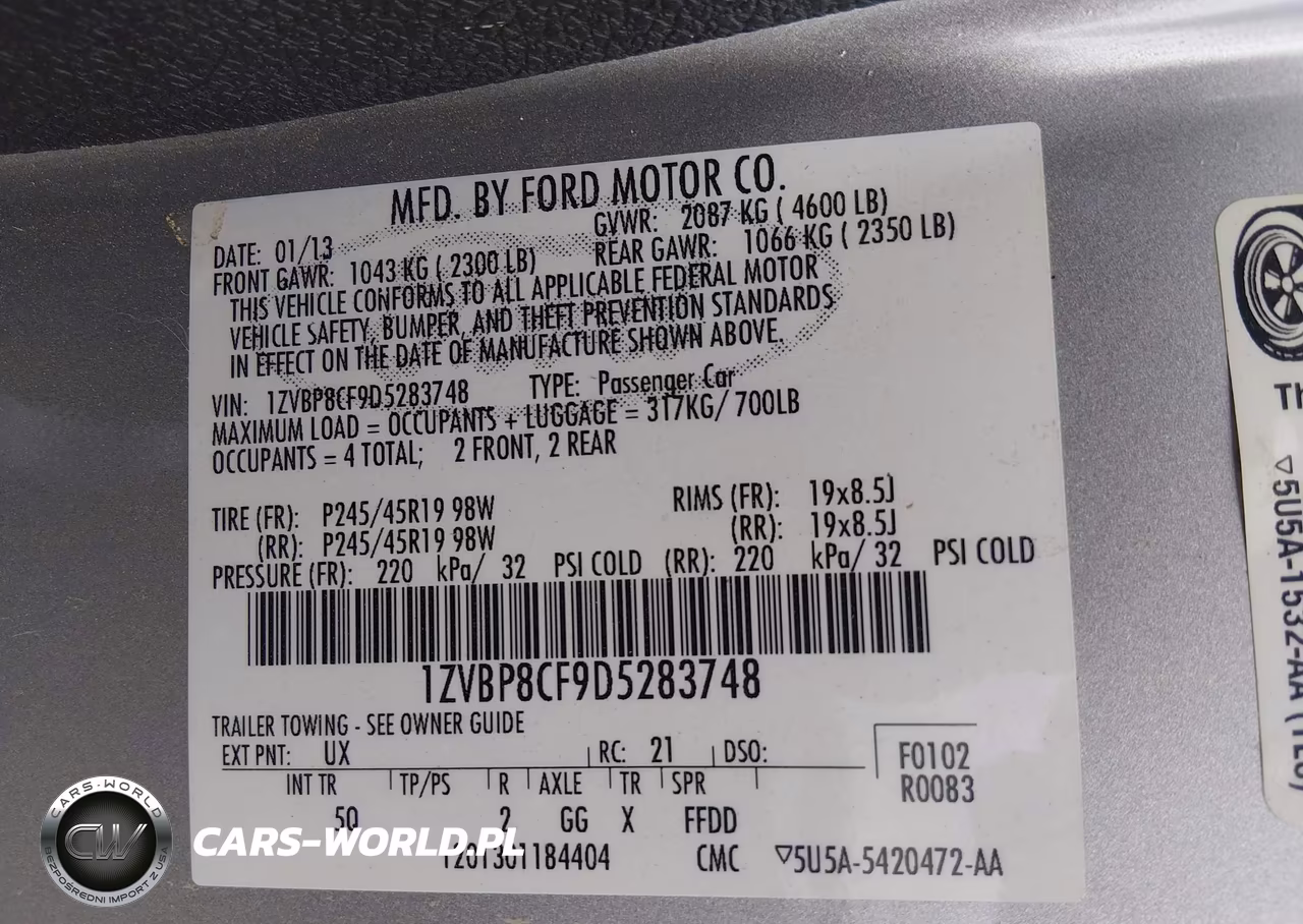 2013 Ford Mustang Gt Premium VIN:1ZVBP8CF9D5283748 - 9