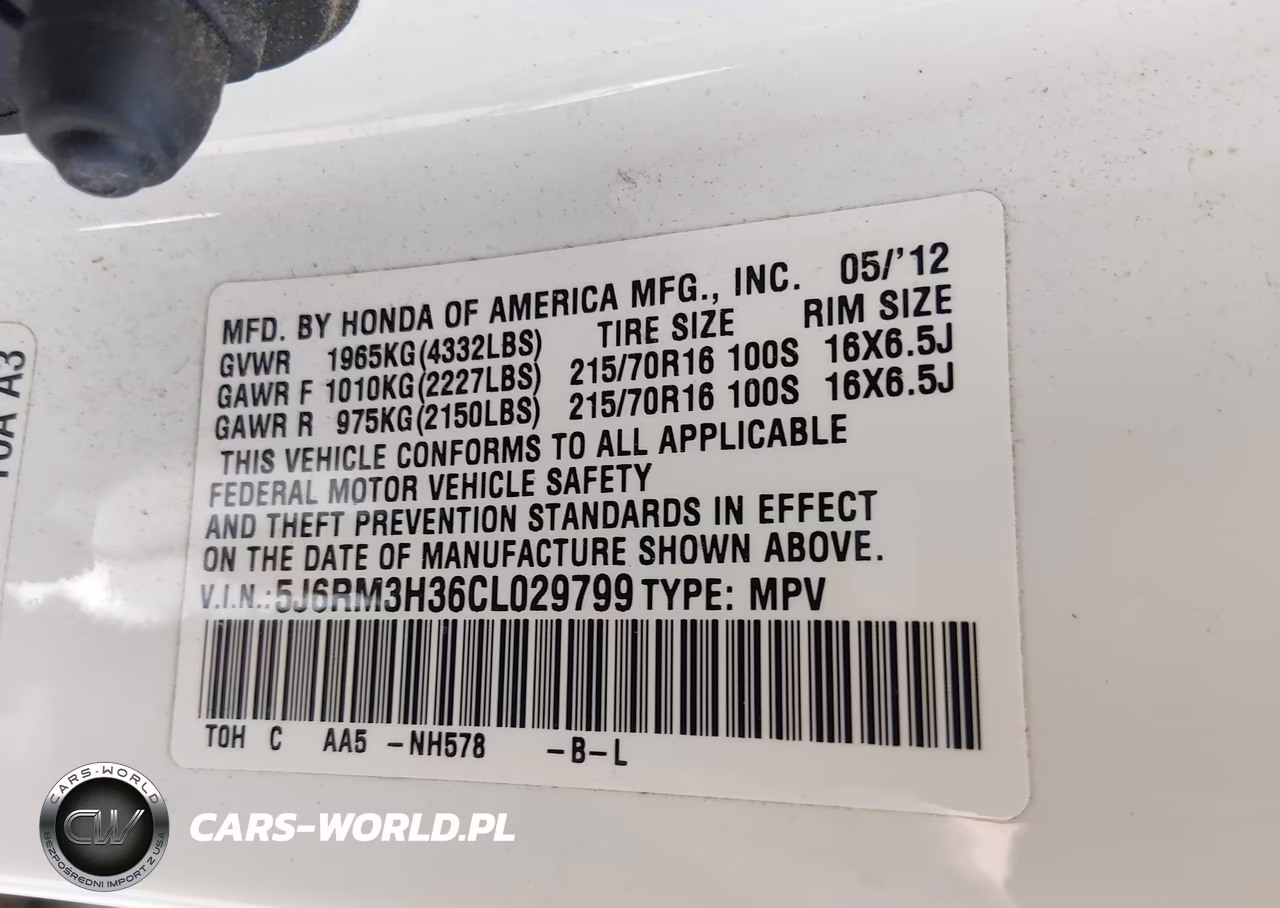 2012 Honda Cr-V Lx VIN:5J6RM3H36CL029799 - 9