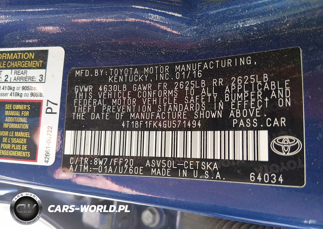 2016 Toyota Camry Se VIN:4T1BF1FK4GU571494 - 9