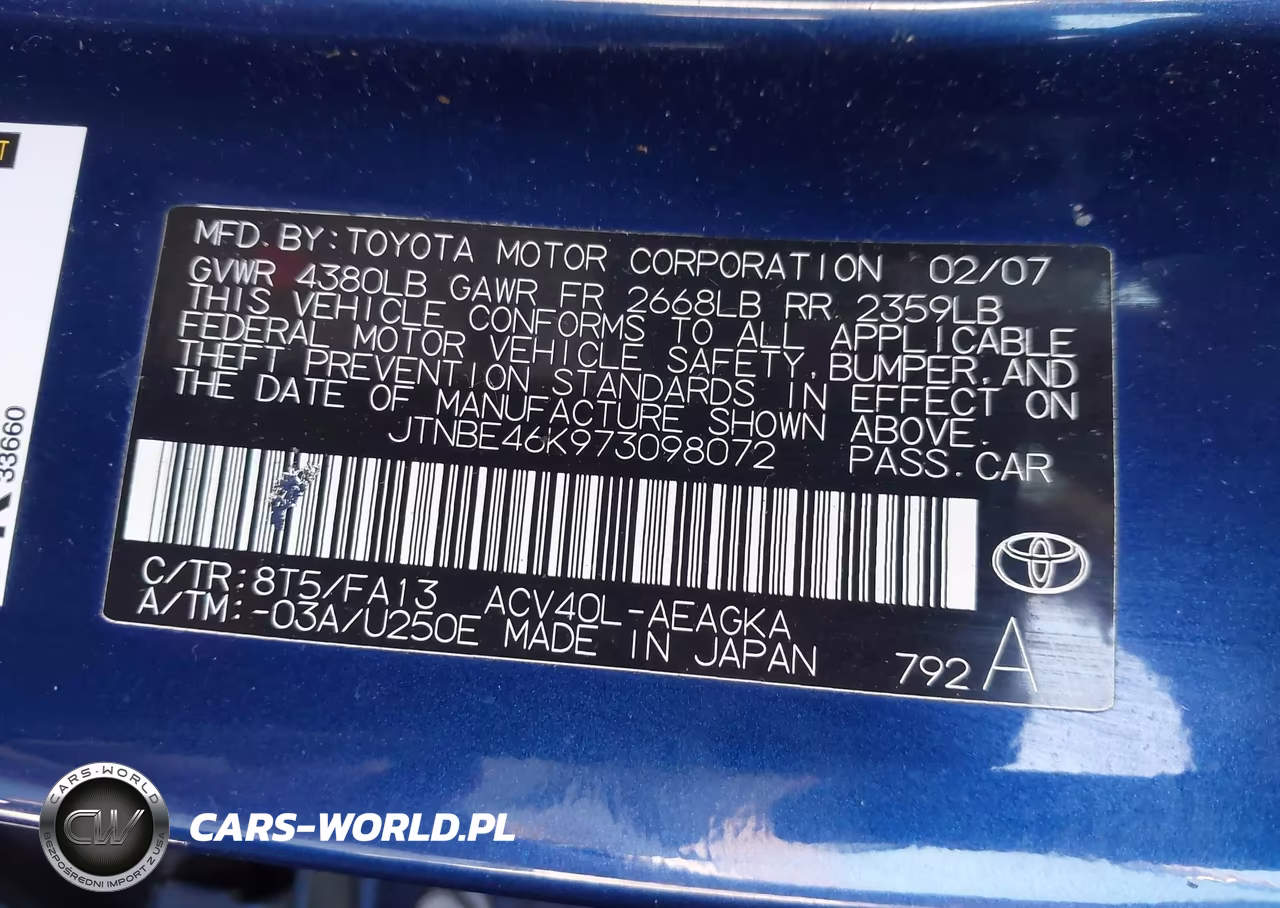 2007 Toyota Camry Xle VIN:JTNBE46K973098072 - 9