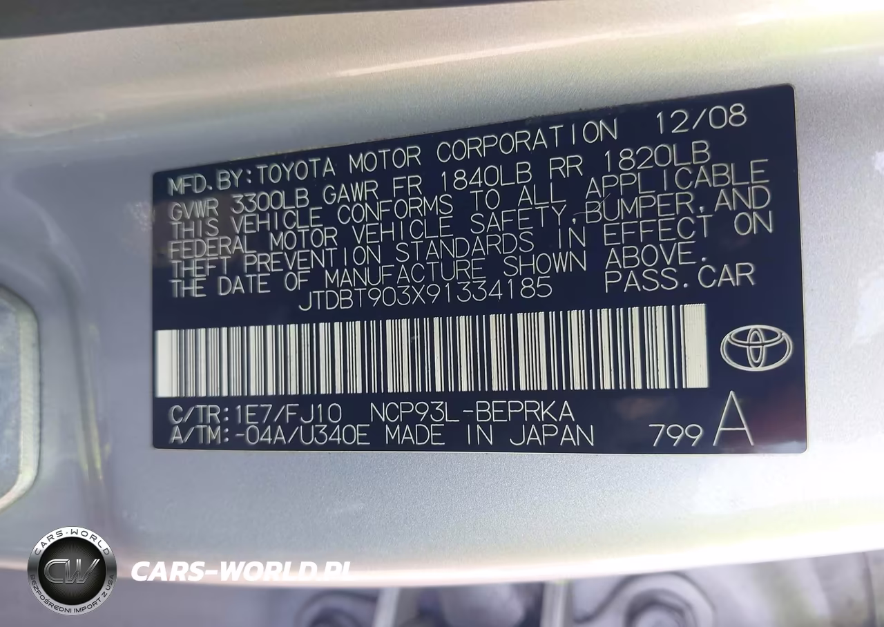 2009 Toyota Yaris VIN:JTDBT903X91334185 - 9