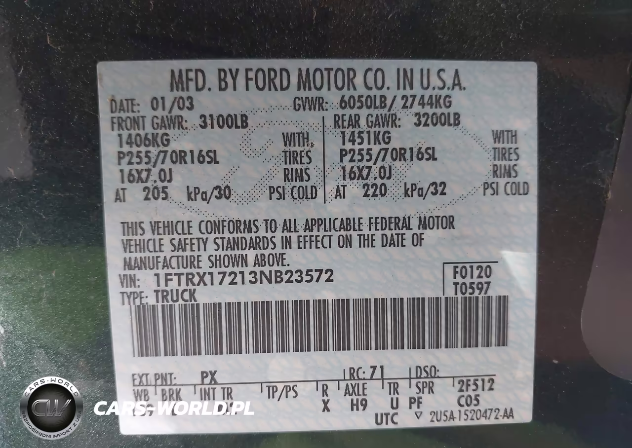 2003 Ford F-150 Xl-Xlt VIN:1FTRX17213NB23572 - 9