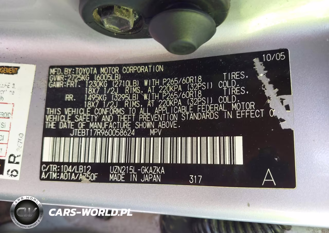 2006 Toyota 4Runner Limited V8 VIN:JTEBT17R960058624 - 9