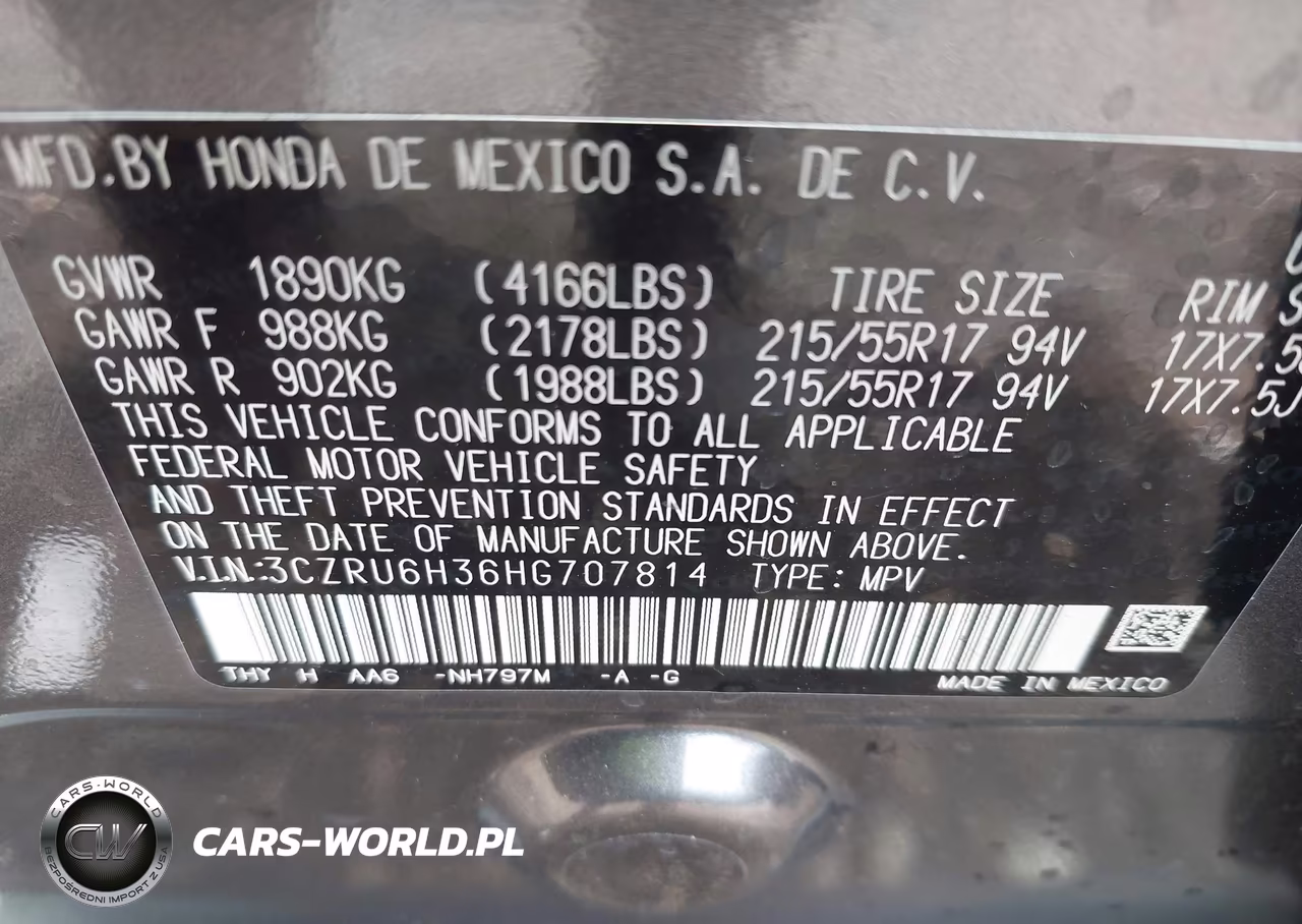 2017 Honda Hr-V Lx VIN:3CZRU6H36HG707814 - 9