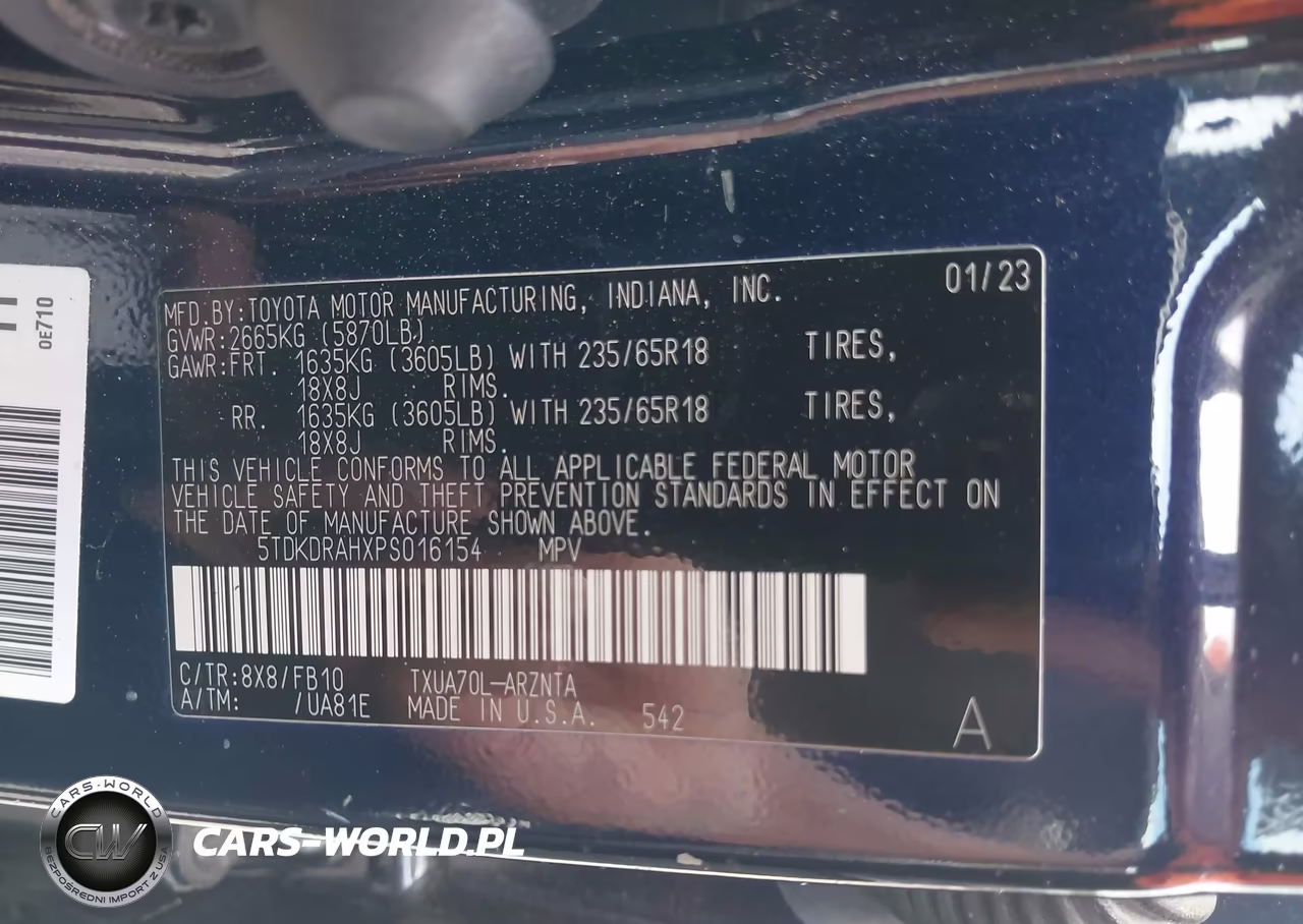 2023 Toyota Highlander Le VIN:5TDKDRAHXPS016154 - 9