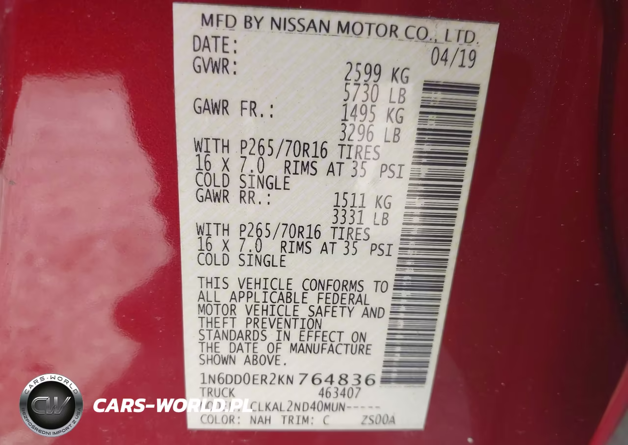 2019 Nissan Frontier Sv VIN:1N6DD0ER2KN764836 - 9