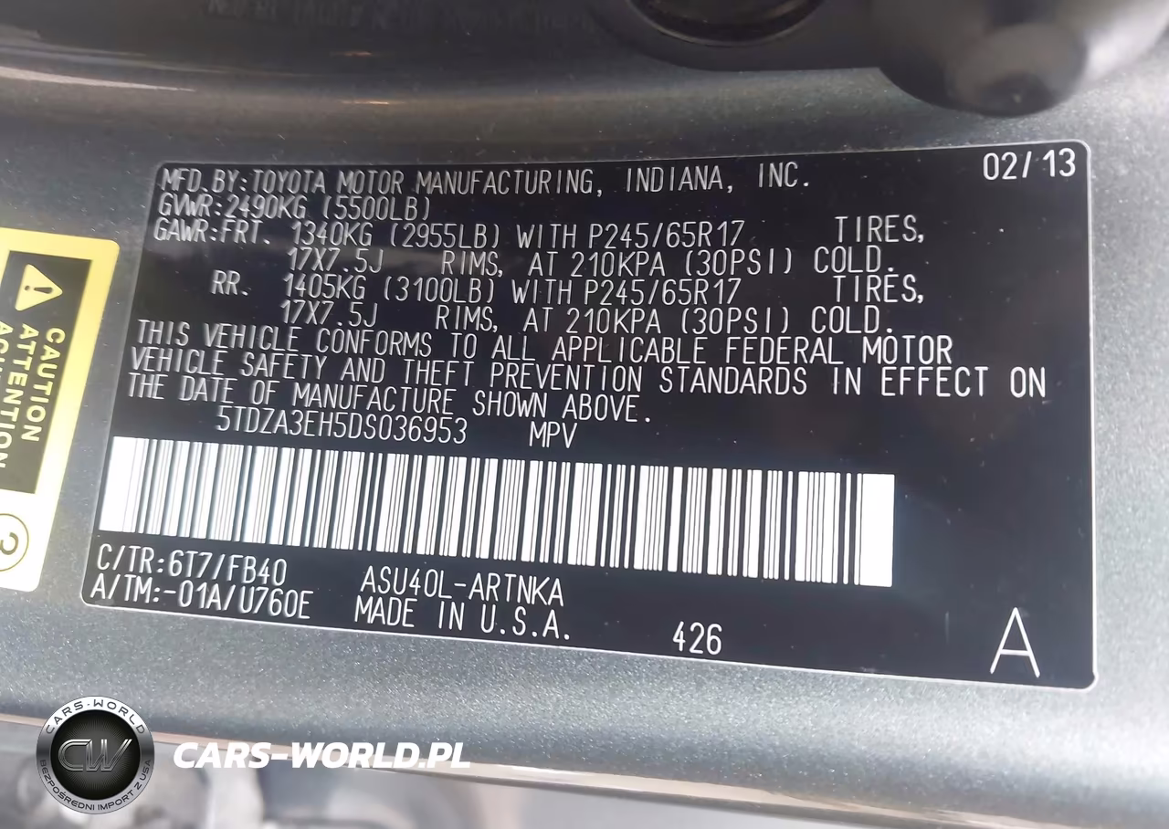 2013 Toyota Highlander VIN:5TDZA3EH5DS036953 - 9