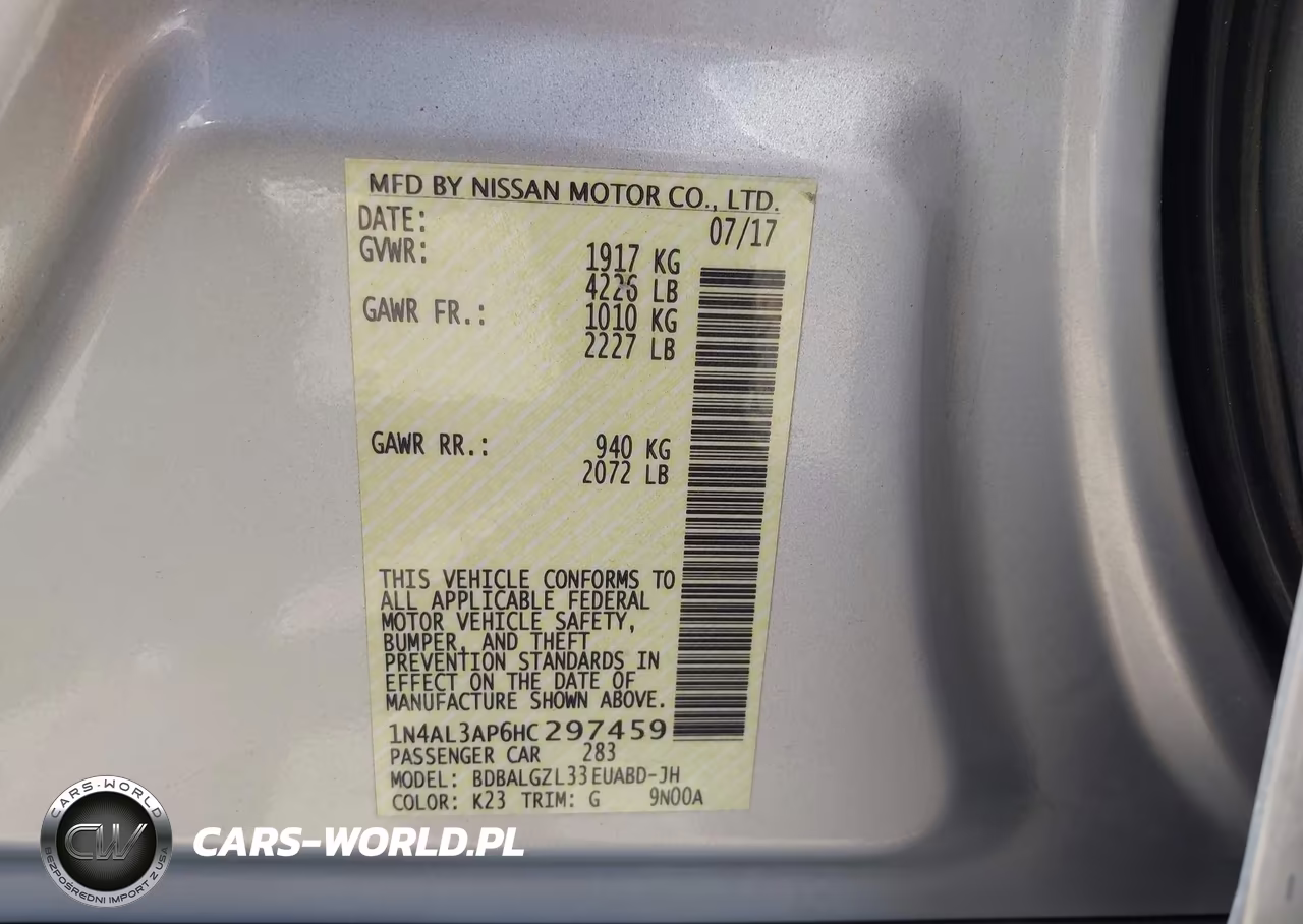 2017 Nissan Altima 2.5 S VIN:1N4AL3AP6HC297459 - 9