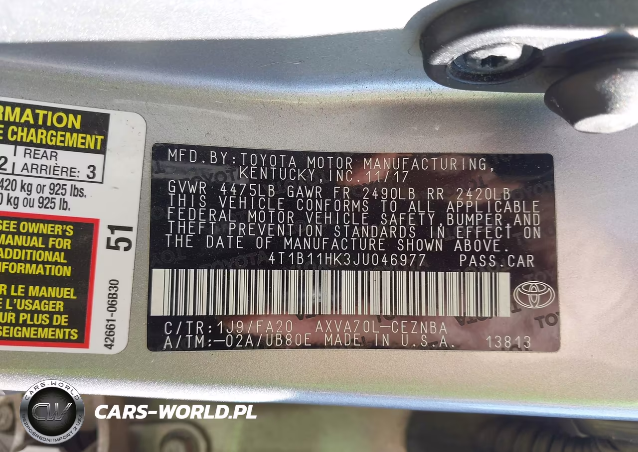 2018 Toyota Camry Le VIN:4T1B11HK3JU046977 - 9