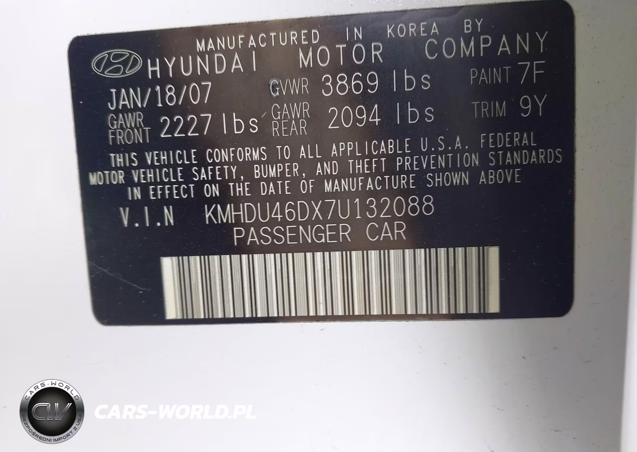 2007 Hyundai Elantra Gls-Ltd-Se VIN:KMHDU46DX7U132088 - 9