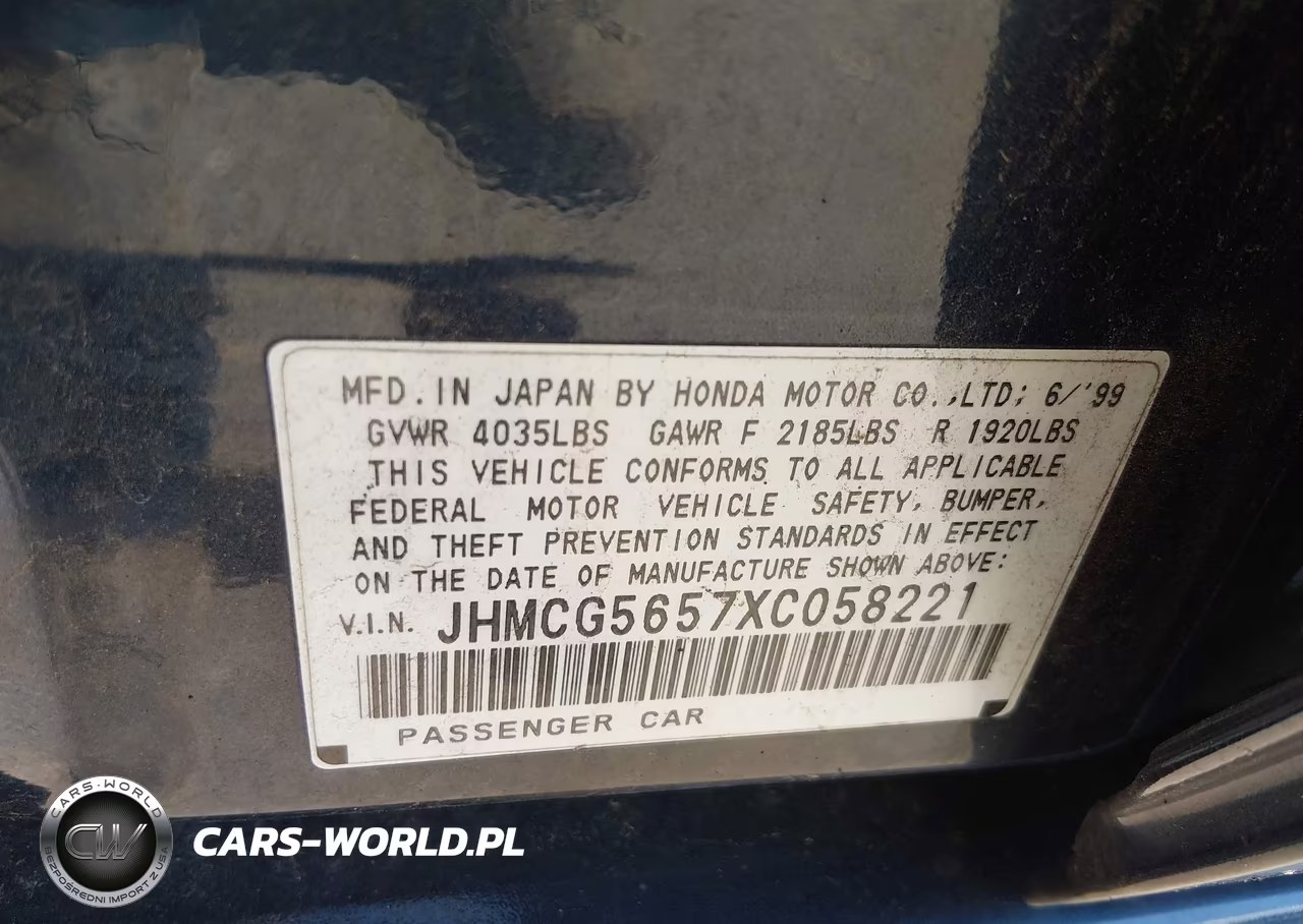 1999 Honda Accord Ex VIN:JHMCG5657XC058221 - 9