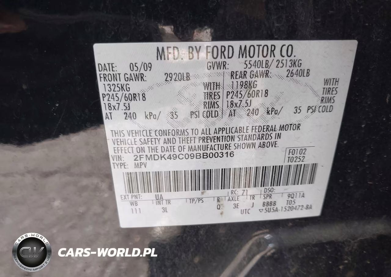 2009 Ford Edge Limited VIN:2FMDK49C09BB00316 - 9
