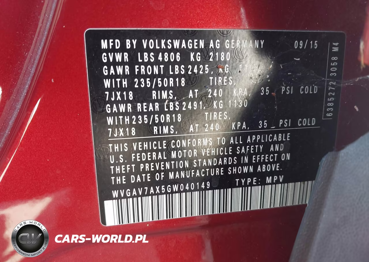 2016 Volkswagen Tiguan Se VIN:WVGAV7AX5GW040149 - 9