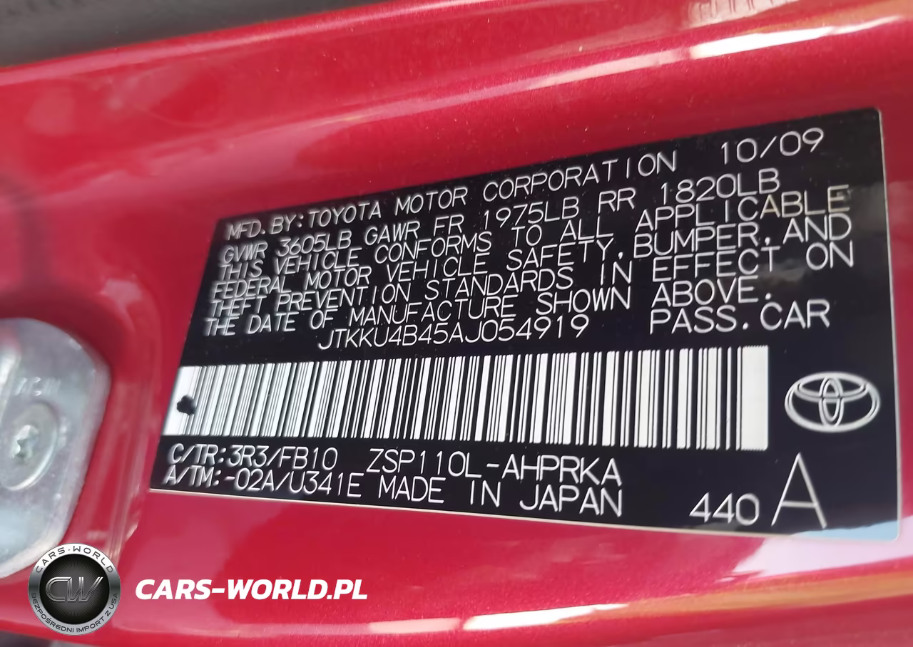 2010 Scion Xd VIN:JTKKU4B45AJ054919 - 9