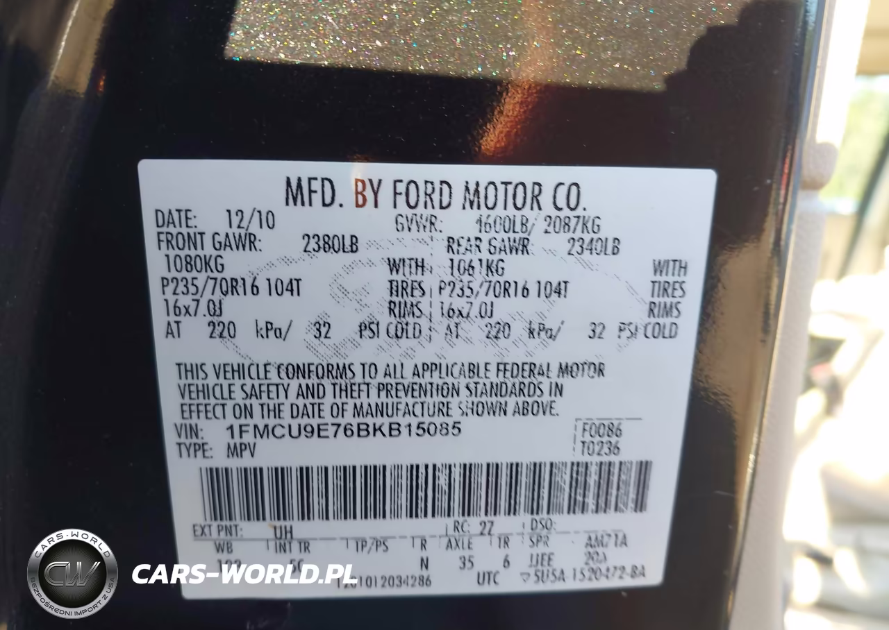 2011 Ford Escape Limited VIN:1FMCU9E76BKB15085 - 9