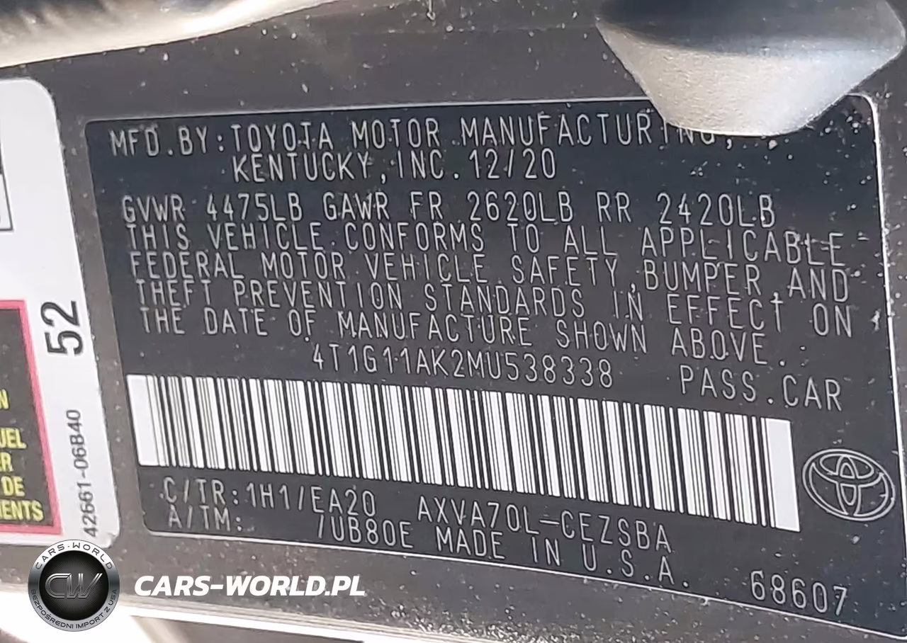 2021 Toyota Camry Se VIN:4T1G11AK2MU538338 - 9