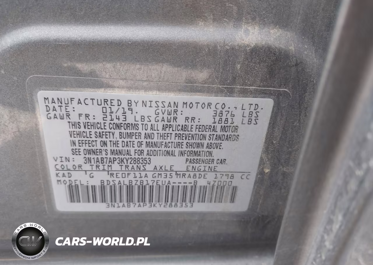 2019 Nissan Sentra S VIN:3N1AB7AP3KY288353 - 9