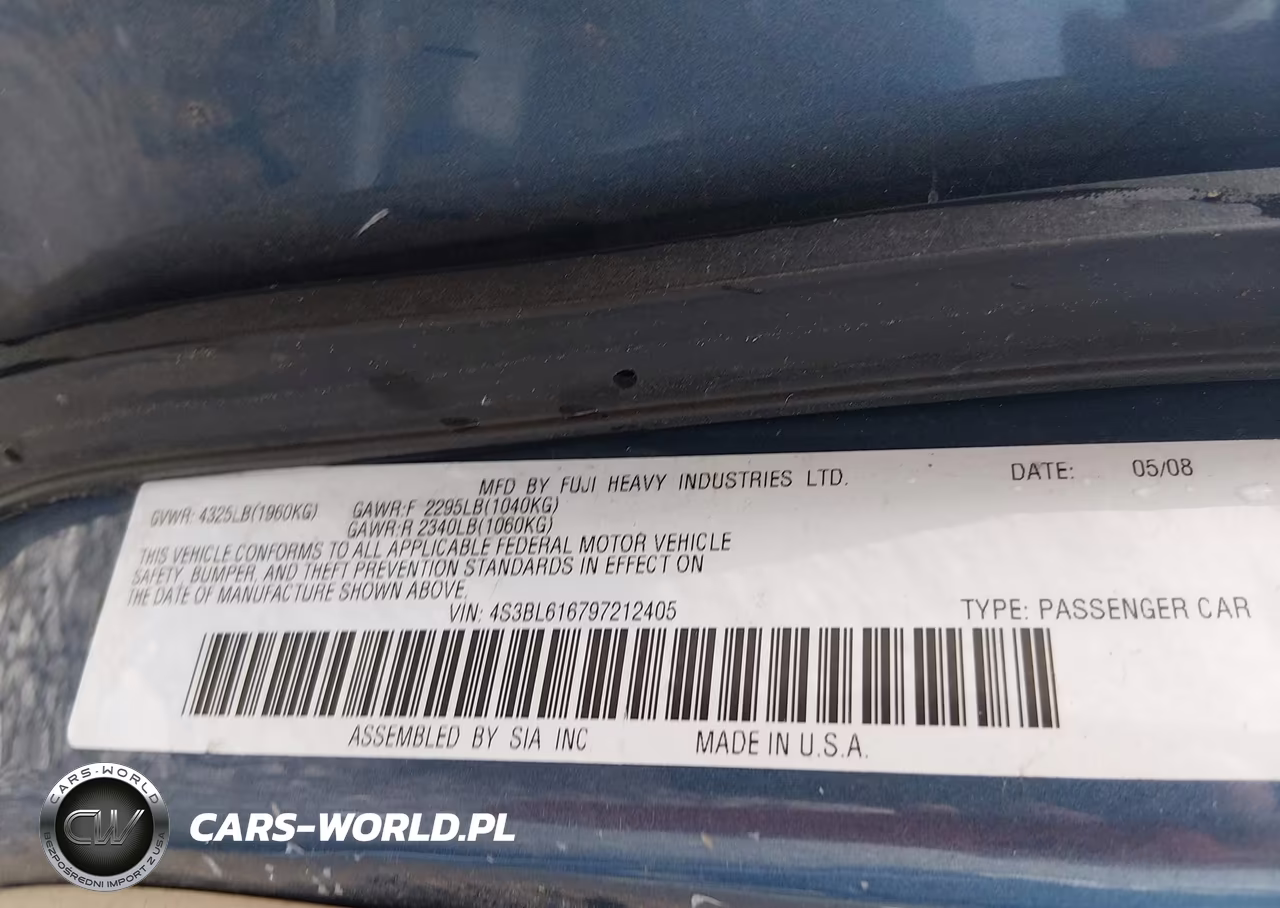 2009 Subaru Legacy 2.5I VIN:4S3BL616797212405 - 9