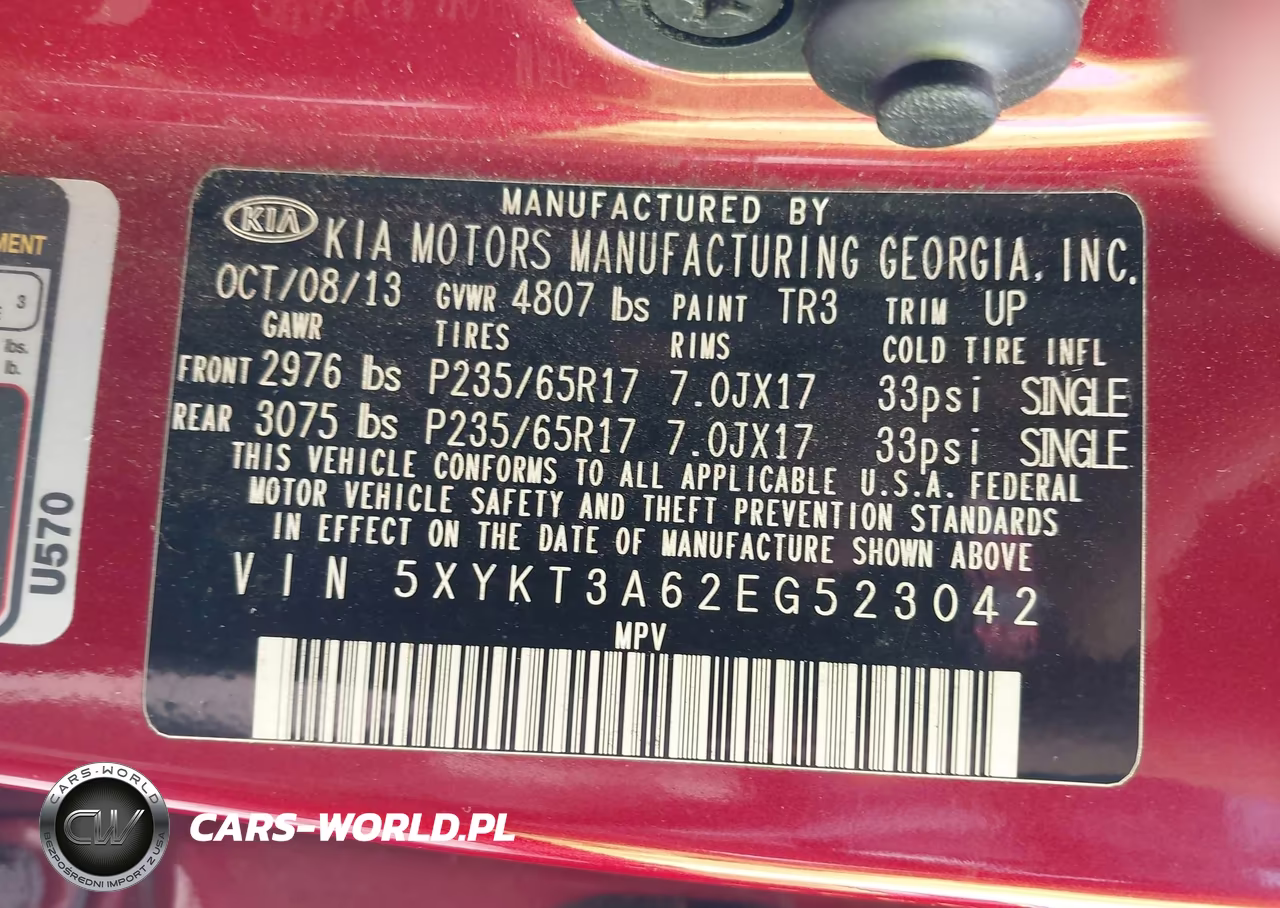 2014 Kia Sorento Lx VIN:5XYKT3A62EG523042 - 9