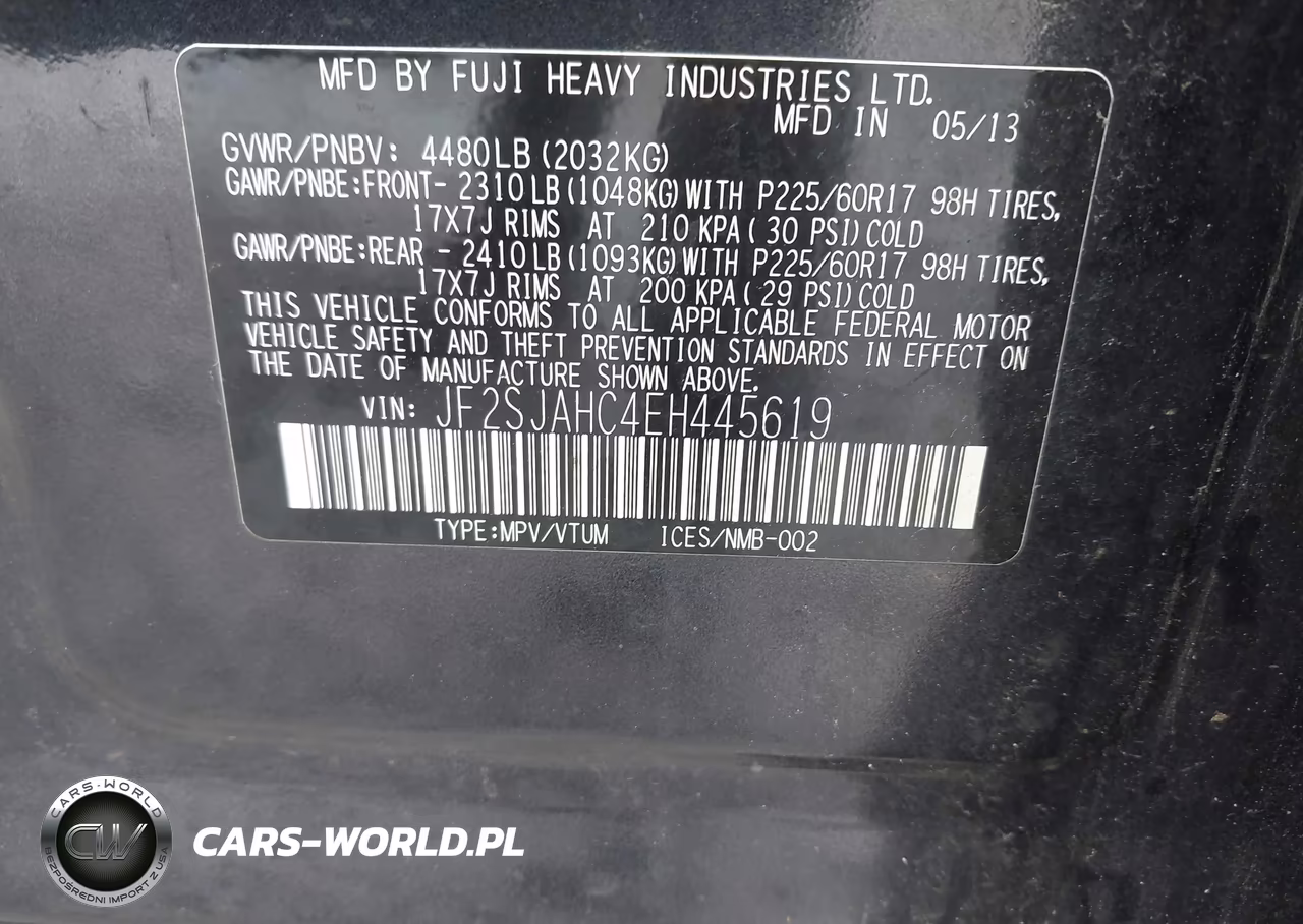2014 Subaru Forester 2.5I Limited VIN:JF2SJAHC4EH445619 - 9