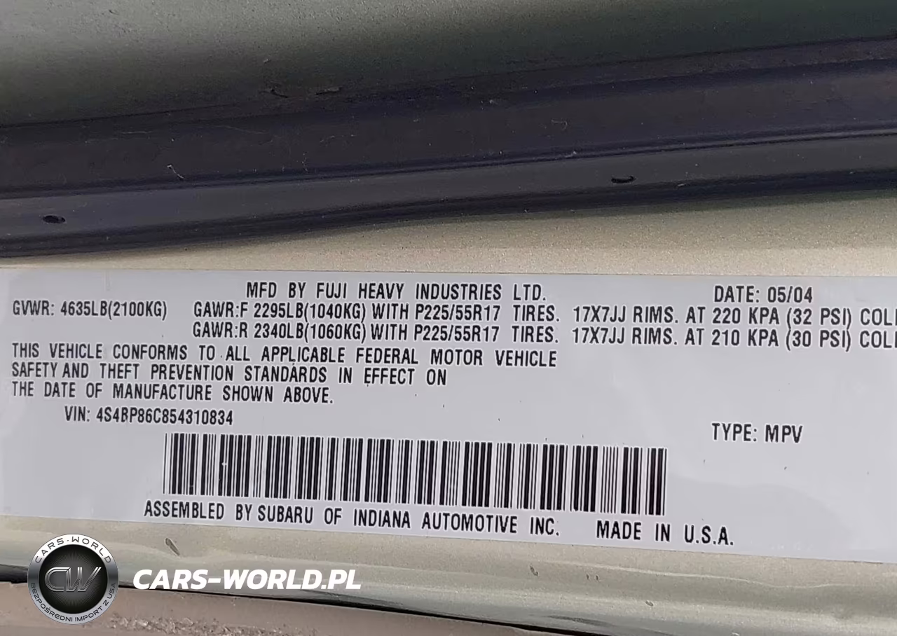 2005 Subaru Outback 3.0R L.l. Bean Edition VIN:4S4BP86C854310834 - 9