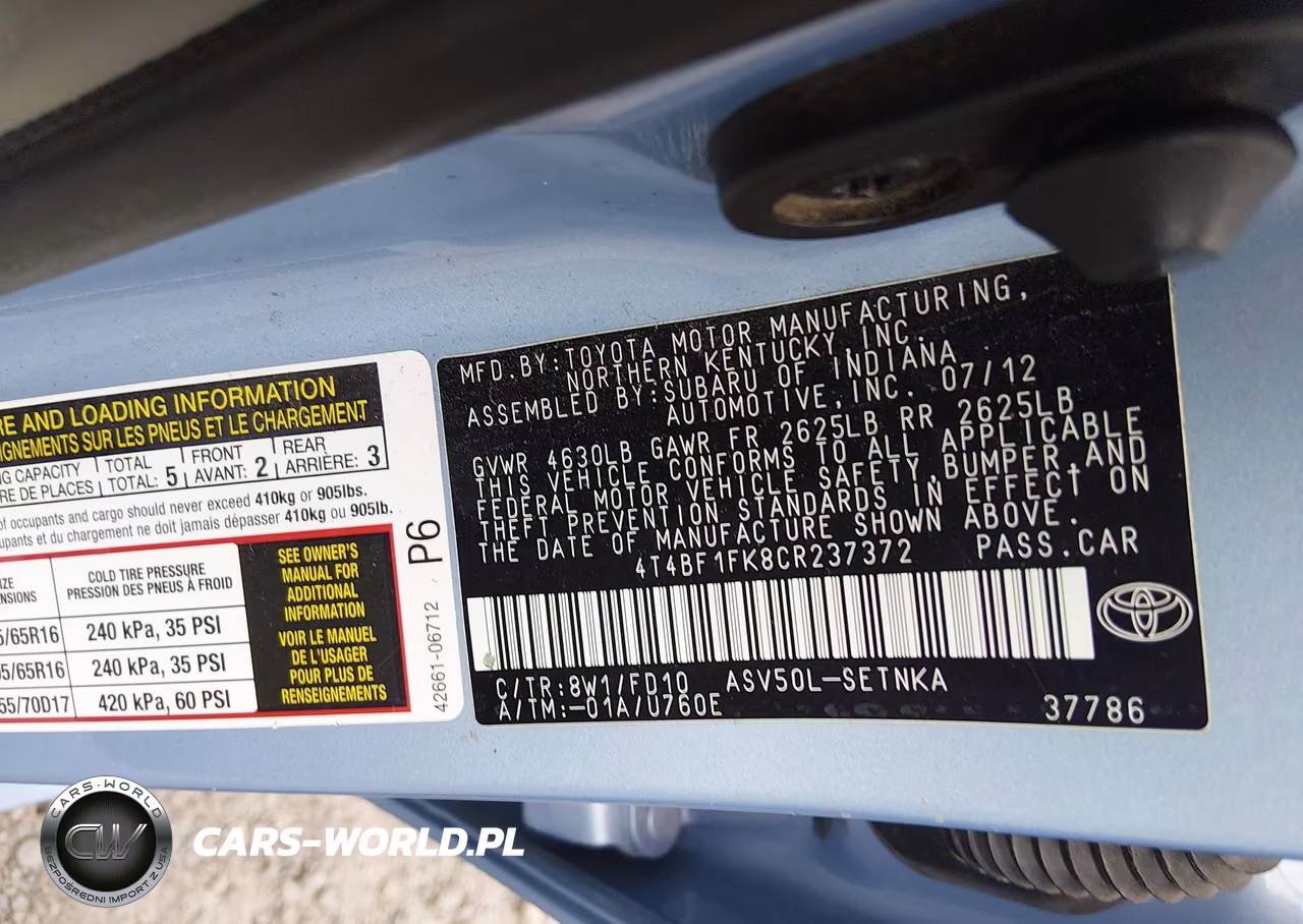 2012 Toyota Camry Le VIN:4T4BF1FK8CR237372 - 9