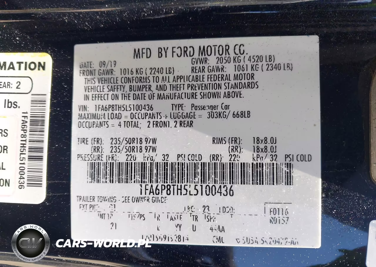 2020 Ford Mustang Ecoboost Fastback VIN:1FA6P8TH5L5100436 - 9