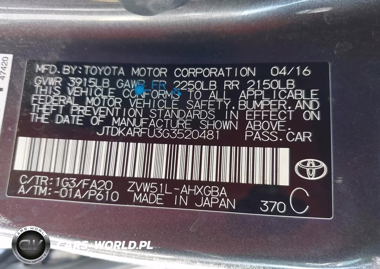 2016 Toyota Prius Three VIN:JTDKARFU3G3520481 - 9