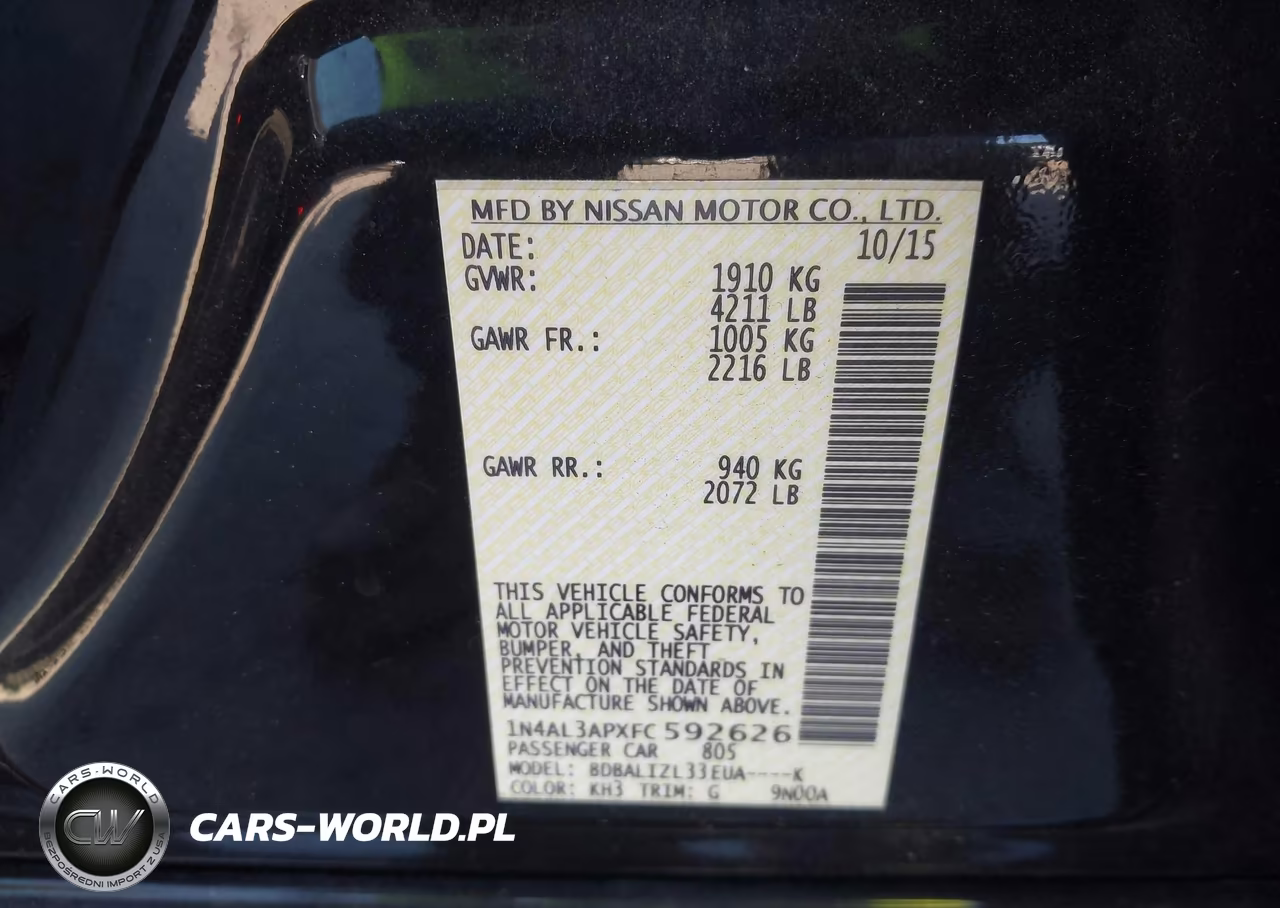 2015 Nissan Altima 2.5 Sv VIN:1N4AL3APXFC592626 - 9