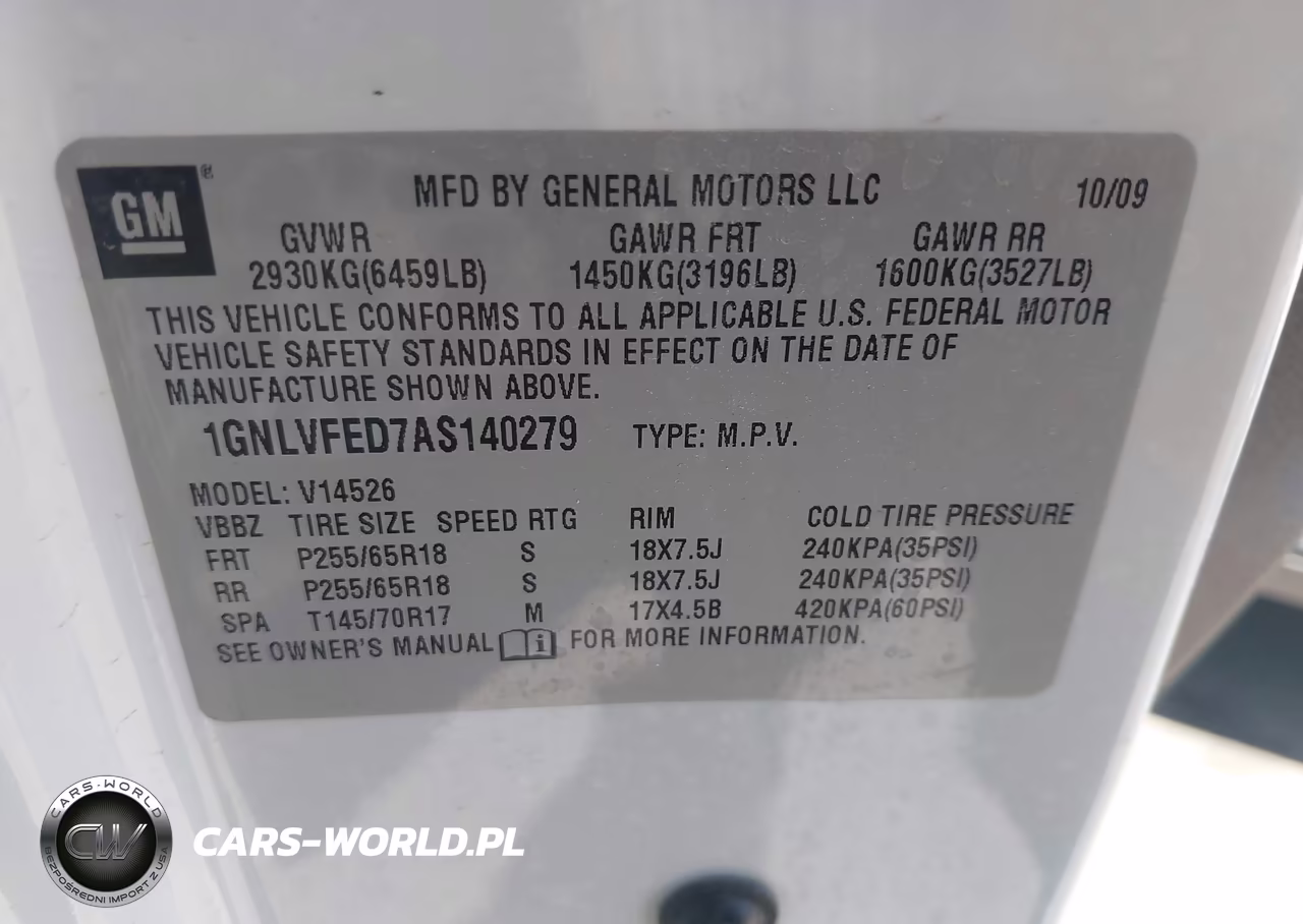 2010 Chevrolet Traverse Lt VIN:1GNLVFED7AS140279 - 9