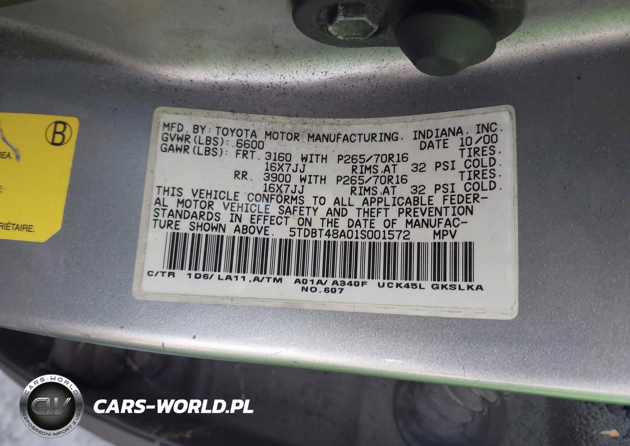 2001 Toyota Sequoia Limited V8 VIN:5TDBT48A01S001572 - 9