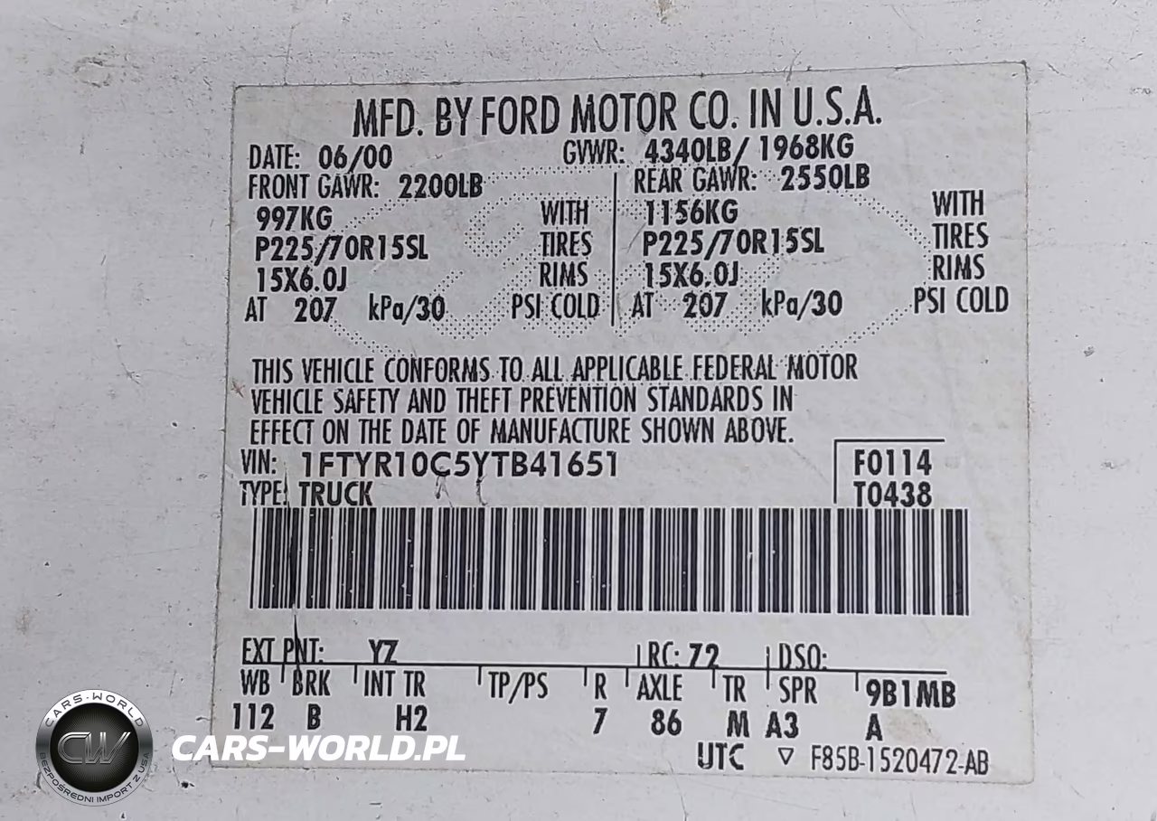 2000 Ford Ranger Xl-Xlt VIN:1FTYR10C5YTB41651 - 9
