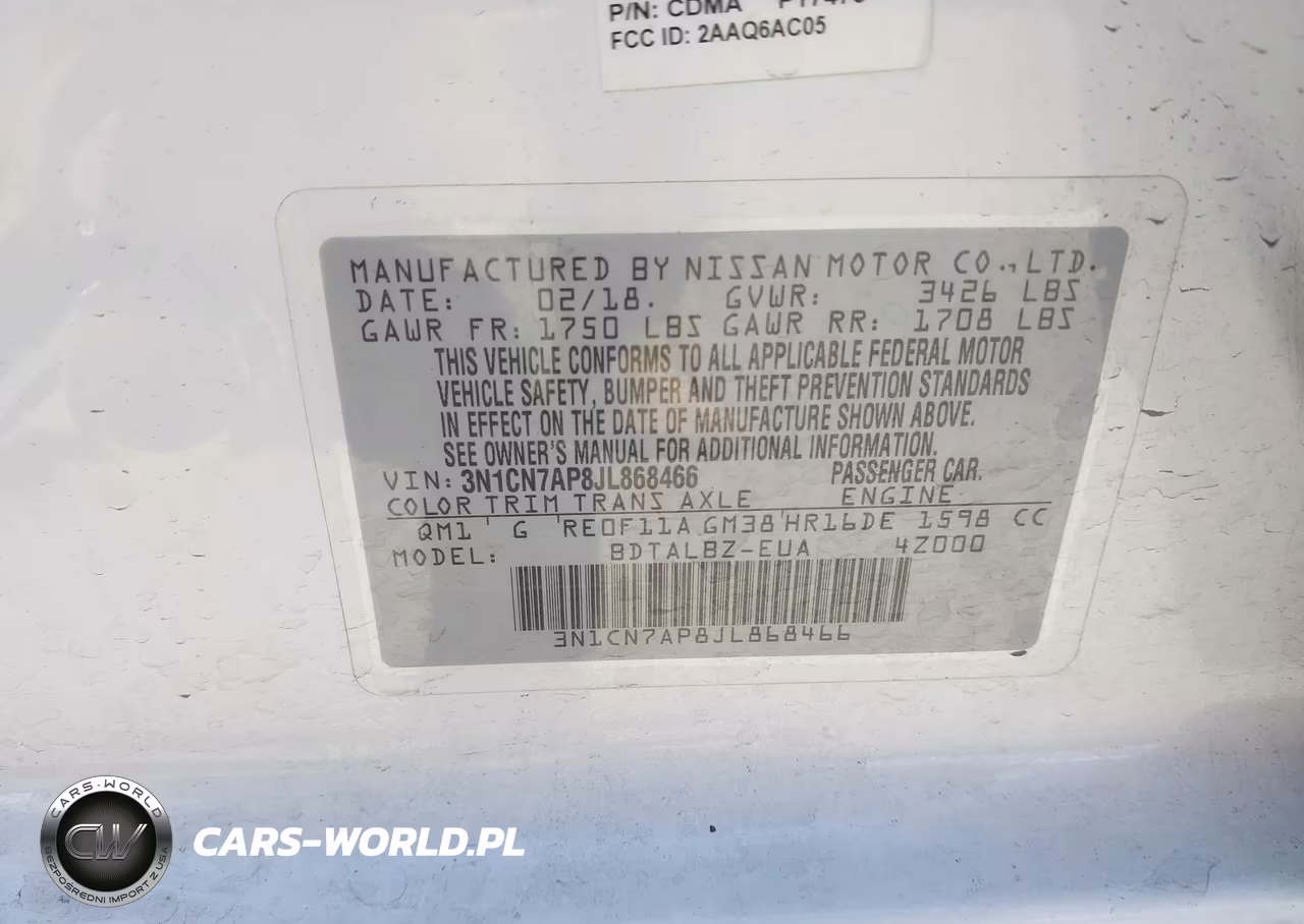 2018 Nissan Versa 1.6 Sv VIN:3N1CN7AP8JL868466 - 9