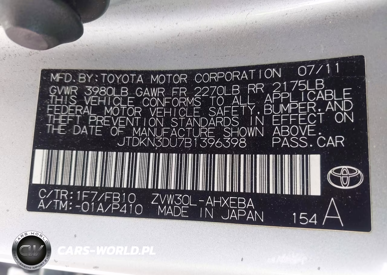 2011 Toyota Prius Two VIN:JTDKN3DU7B1396398 - 9