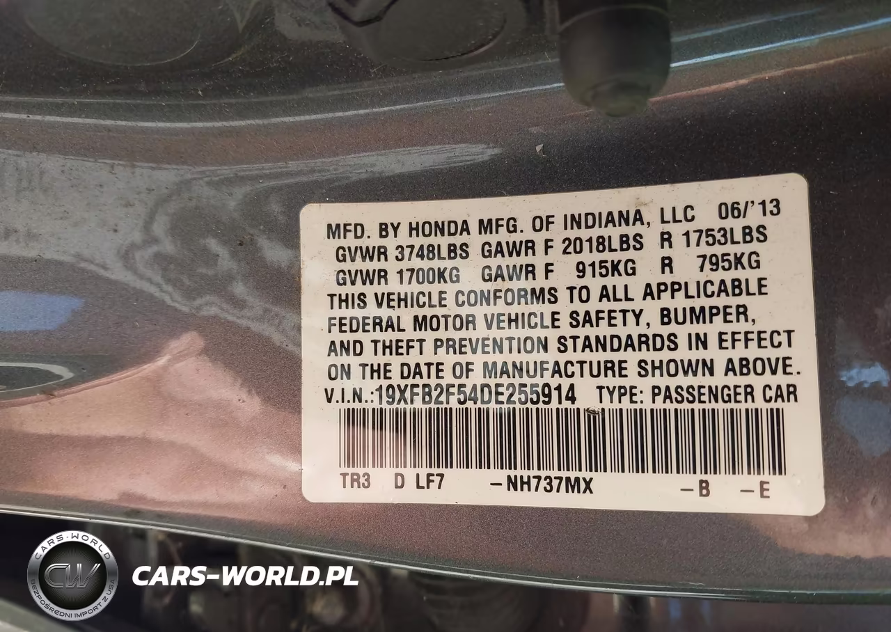 2013 Honda Civic Lx VIN:19XFB2F54DE255914 - 9