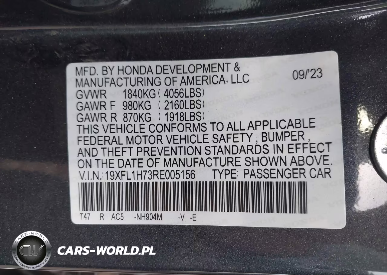 2024 Honda Civic Ex-L VIN:19XFL1H73RE005156 - 9