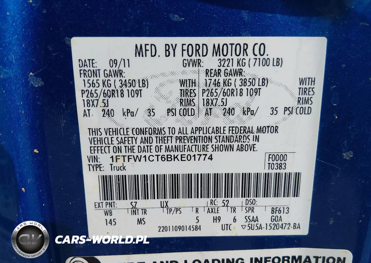 2011 Ford F-150 Xlt VIN:1FTFW1CT6BKE01774 - 9