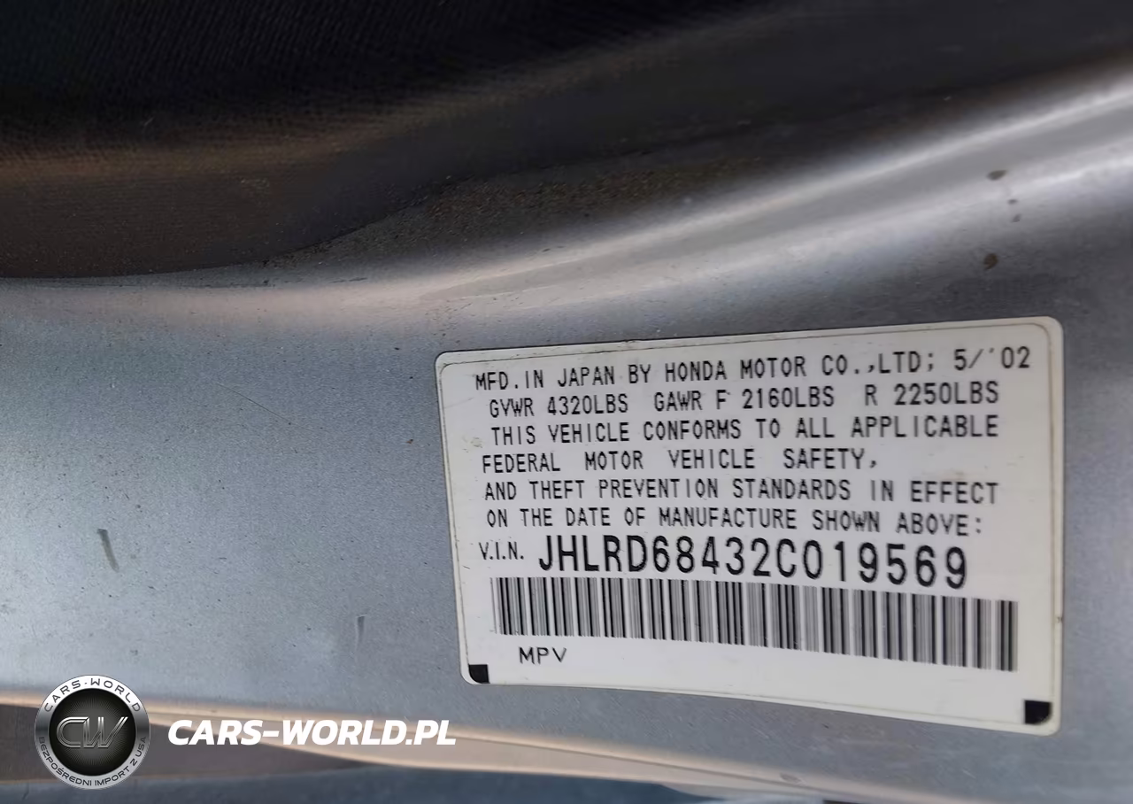 2002 Honda Cr-V Lx VIN:JHLRD68432C019569 - 9