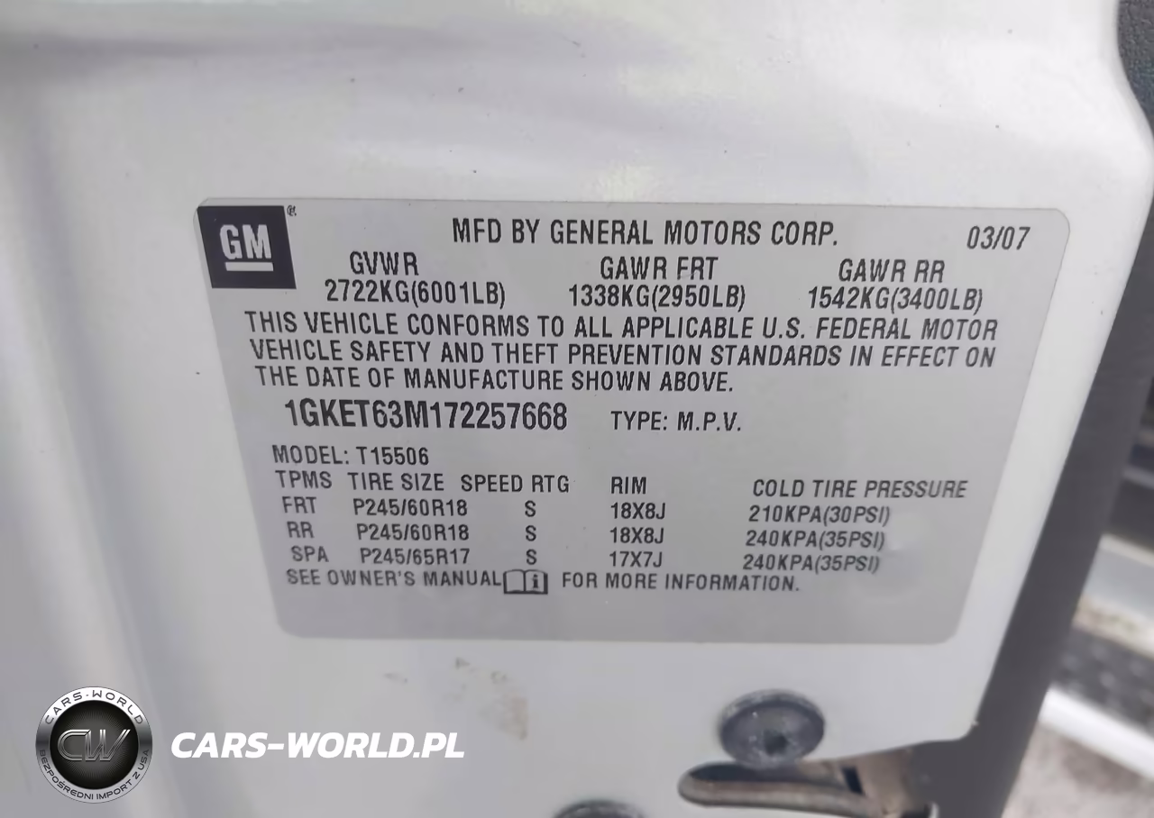 2007 GMC Envoy Denali VIN:1GKET63M172257668 - 9